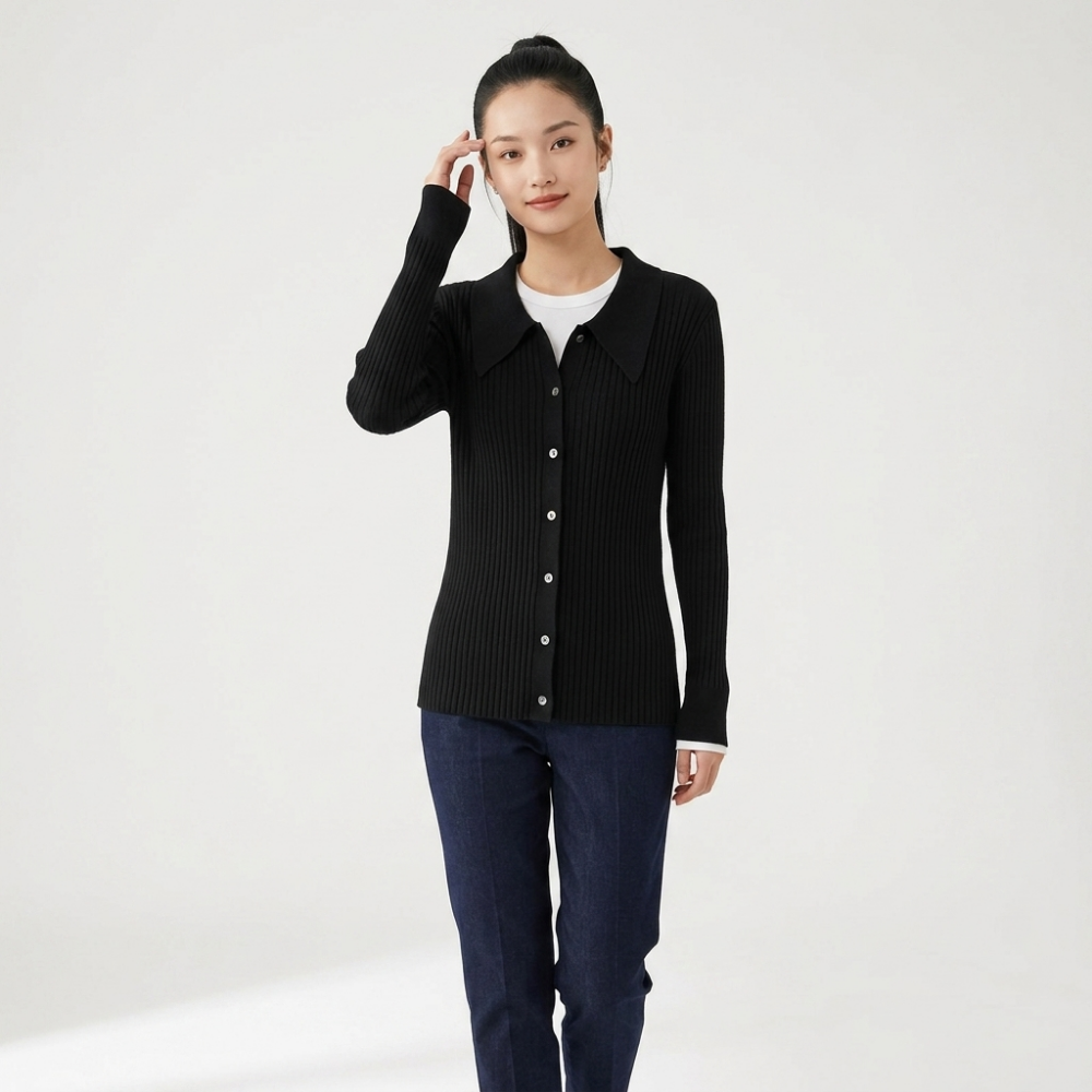 Driftfield – Cashmere Wool Cardigan — Black
