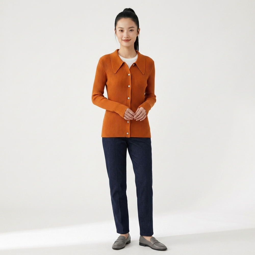 Driftfield – Cashmere Wool Cardigan — Orange