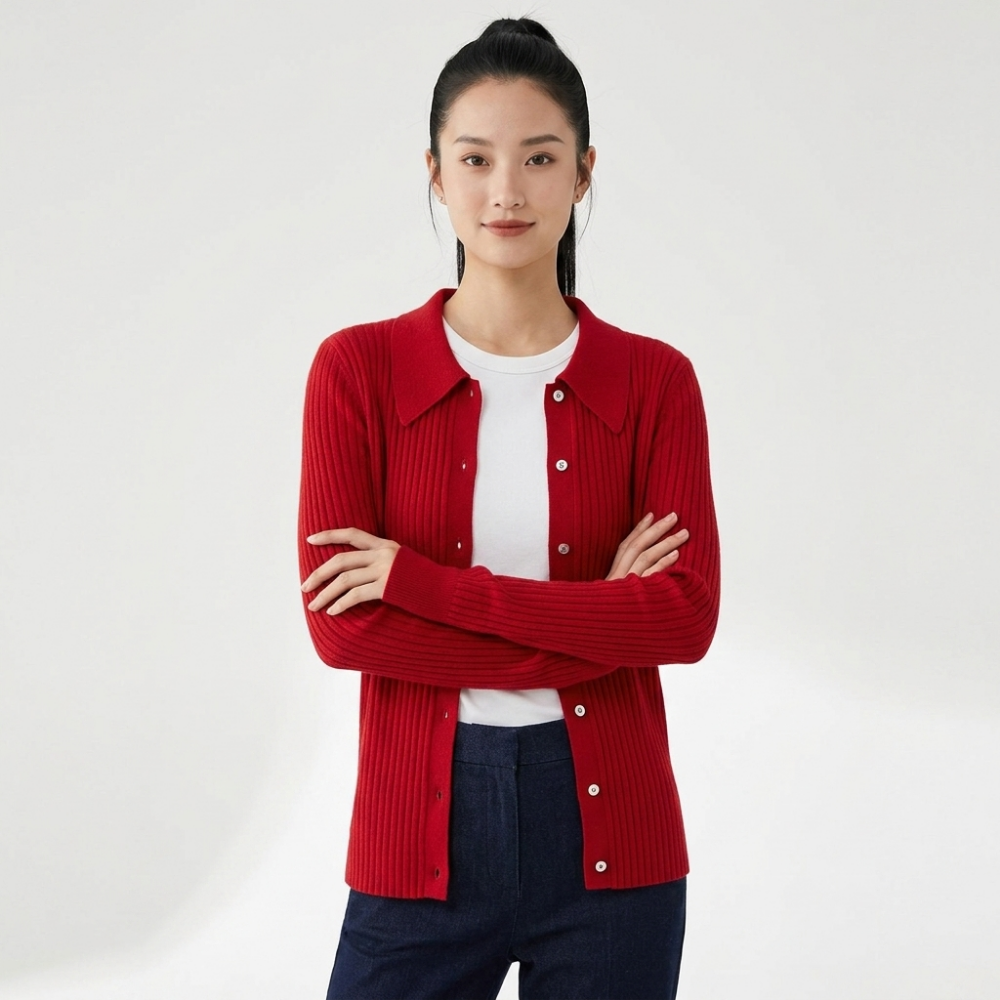Driftfield – Cashmere Wool Cardigan — Red