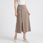 Willowpath – Cashmere Wool Skirt — Tan