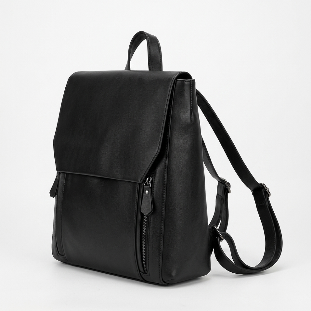 Briselle – Leather Backpack — Black