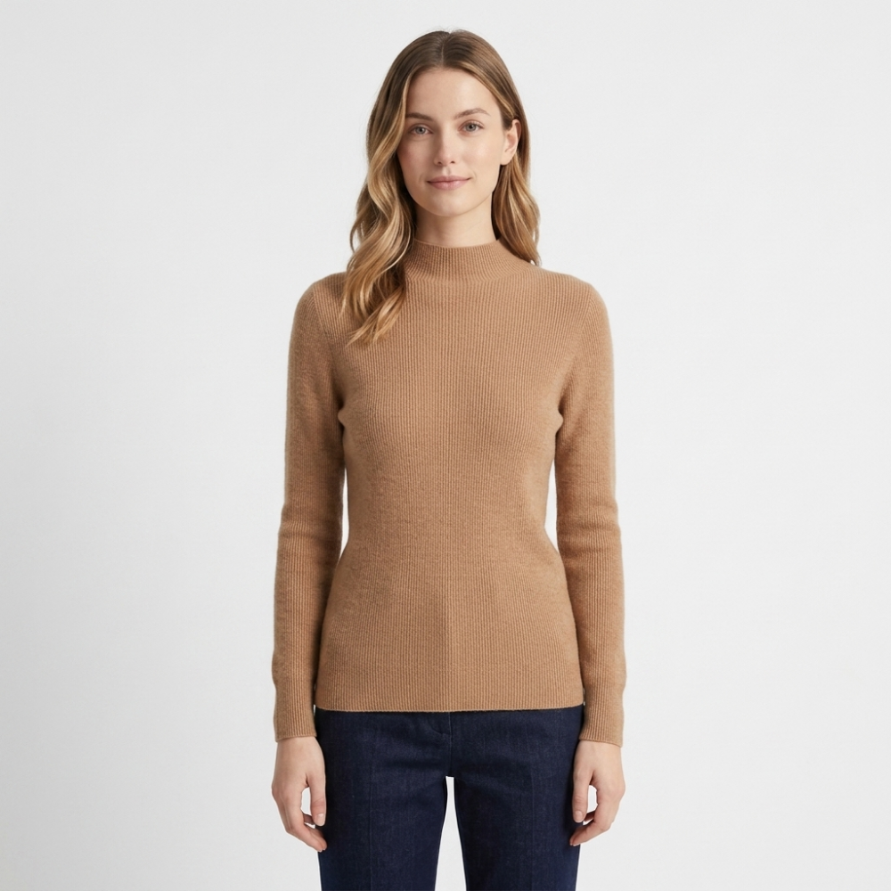Caelum – Cashmere Mock Neck Sweater — Caramel