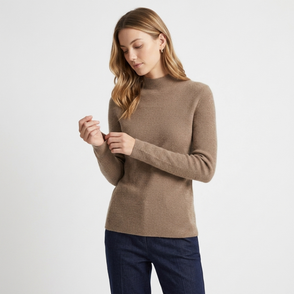 Caelum – Cashmere Mock Neck Sweater — Khaki