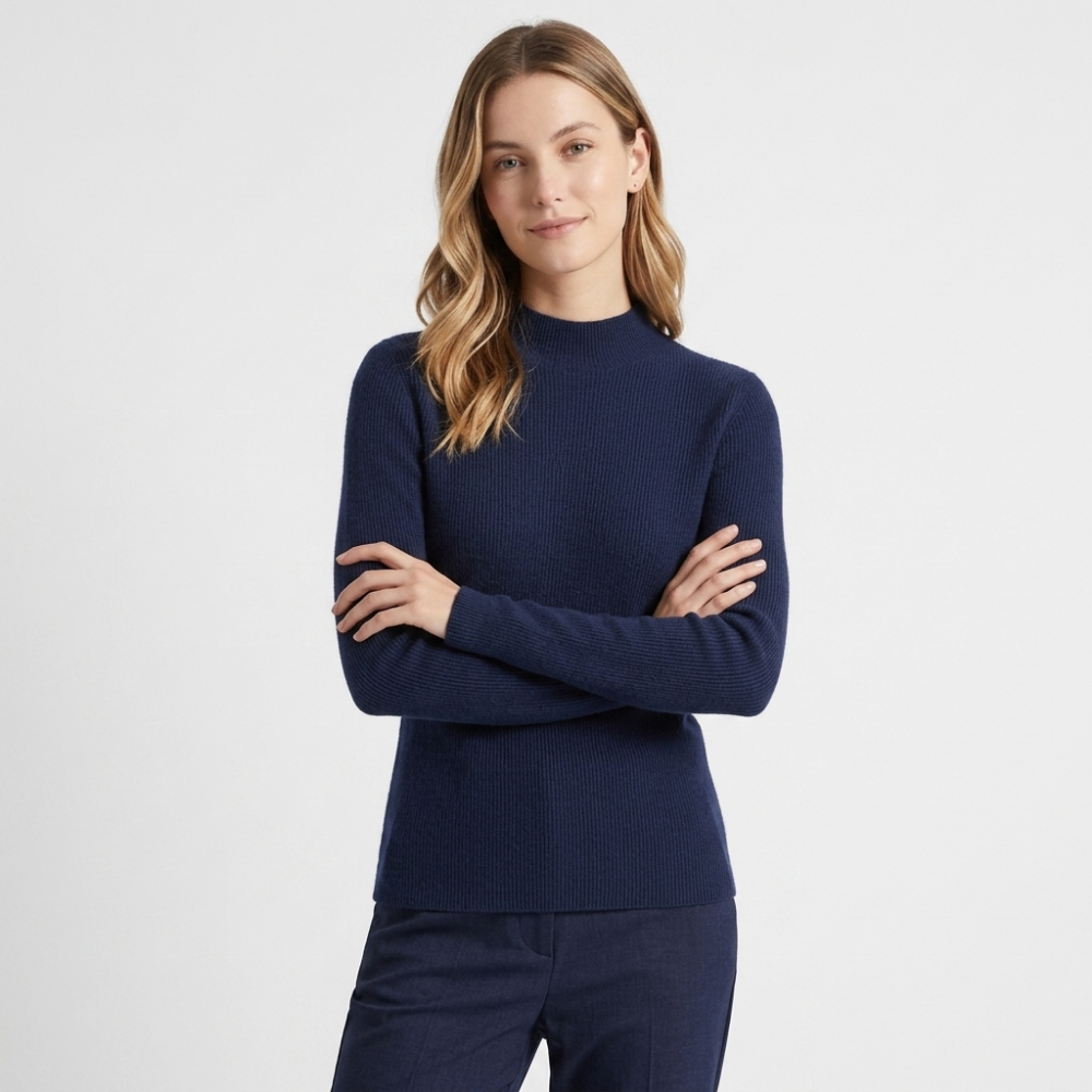 Caelum – Cashmere Mock Neck Sweater — Navy