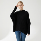 Snowvale – Cashmere Wool Poncho Sweater — Black