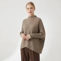 Snowvale – Cashmere and Wool Blend Poncho Sweater — Taupe