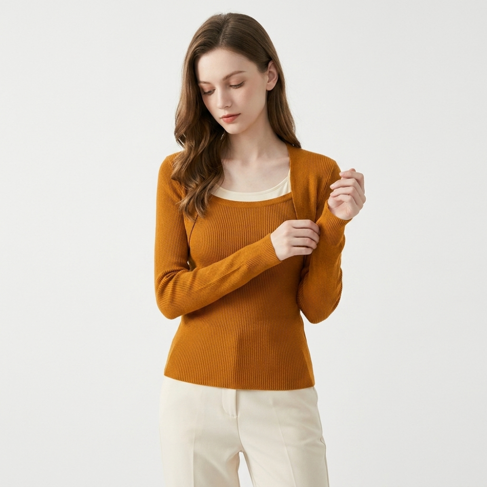 Willowcrest – Cashmere Wool Sweater — Orange/Tan