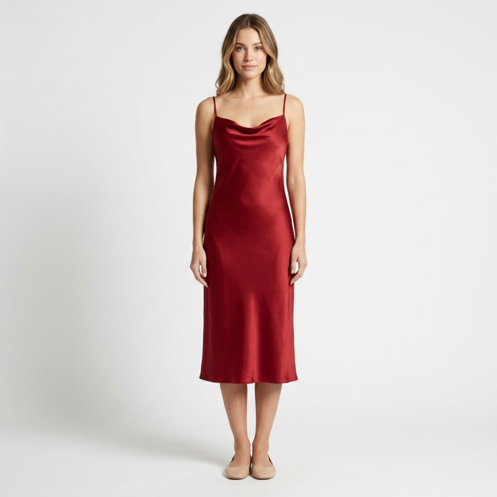 Solenne – Silk Slip Dress — Red Flare