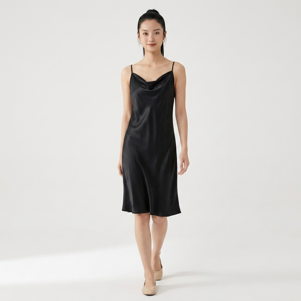 Silvermist – Silk Slip Dress — Black