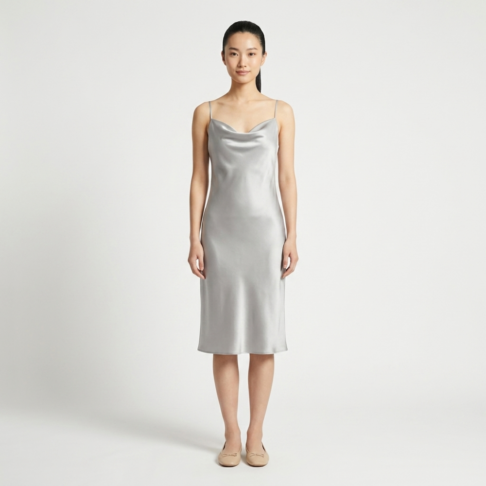 Silvermist – Silk Slip Dress — Gray
