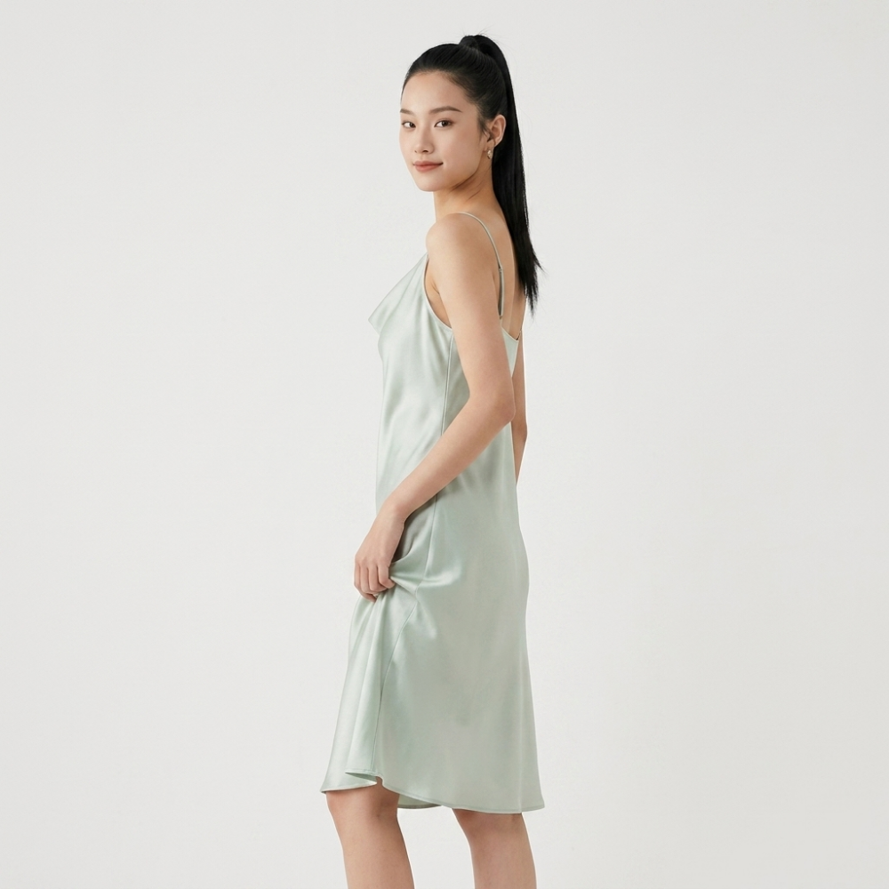 Silvermist – Silk Slip Dress — Green
