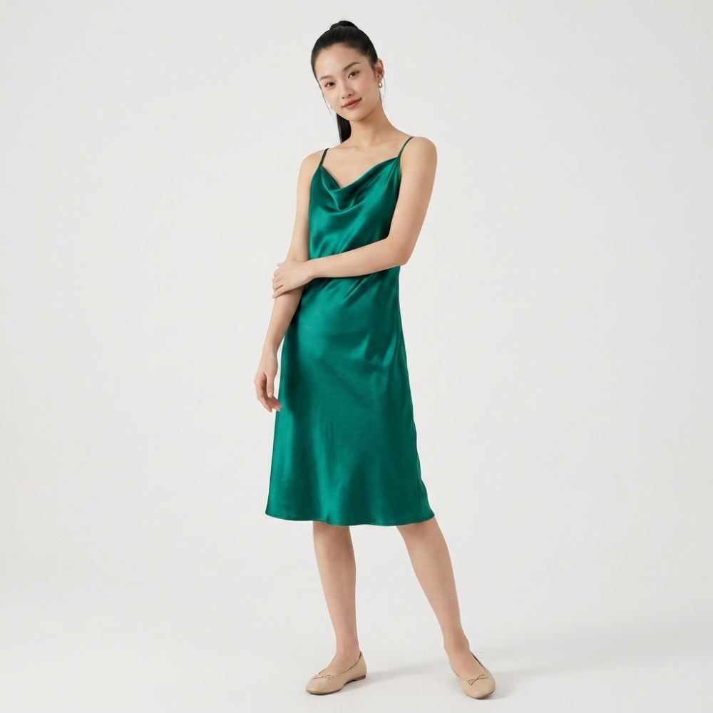 Silvermist – Silk Slip Dress — Green