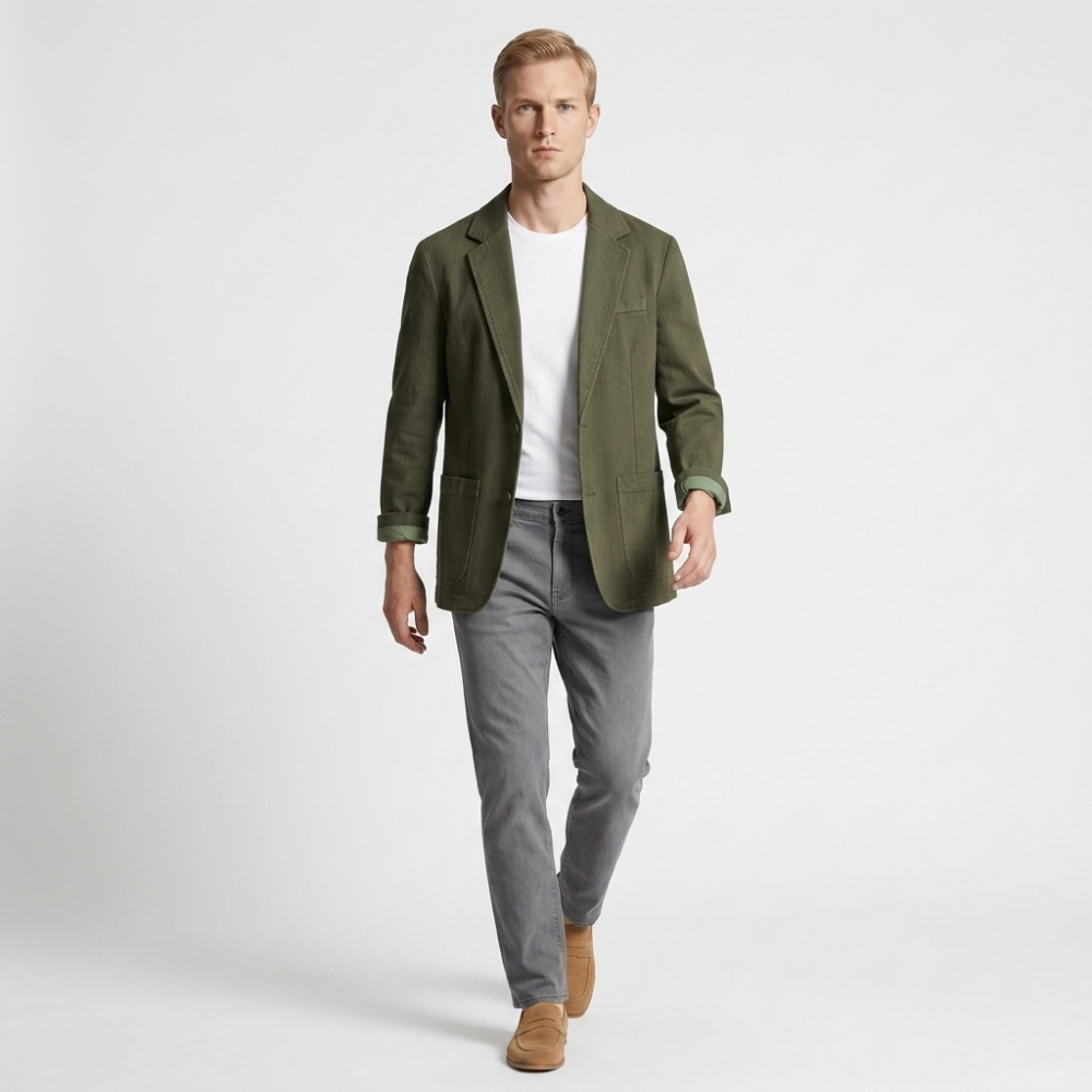 Seacliff – Linen Blazer — Military Green