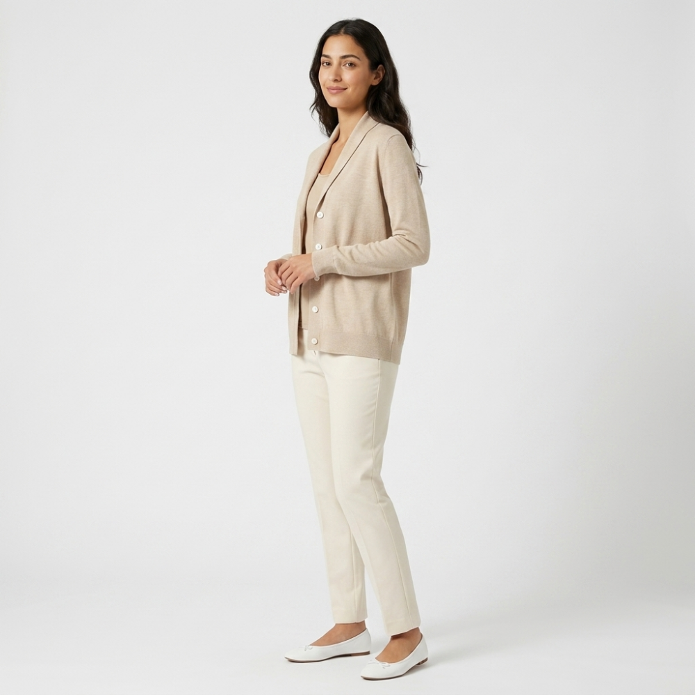 Pirelle – Cashmere Wool Cardigan — Beige