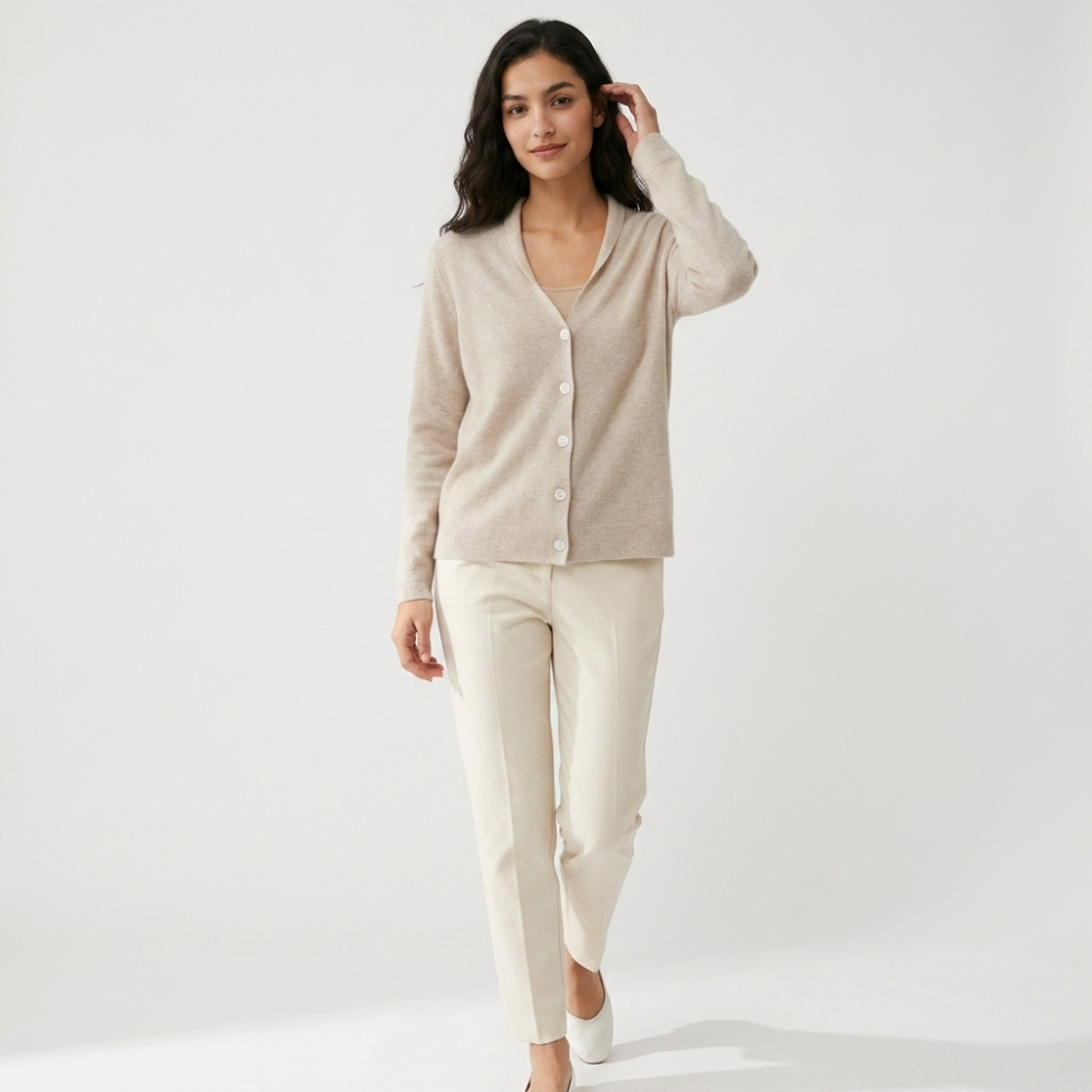 Pirelle – Cashmere Wool Cardigan — Tan