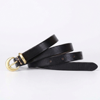Larkspur – Retro Slim Leather Belt — Black