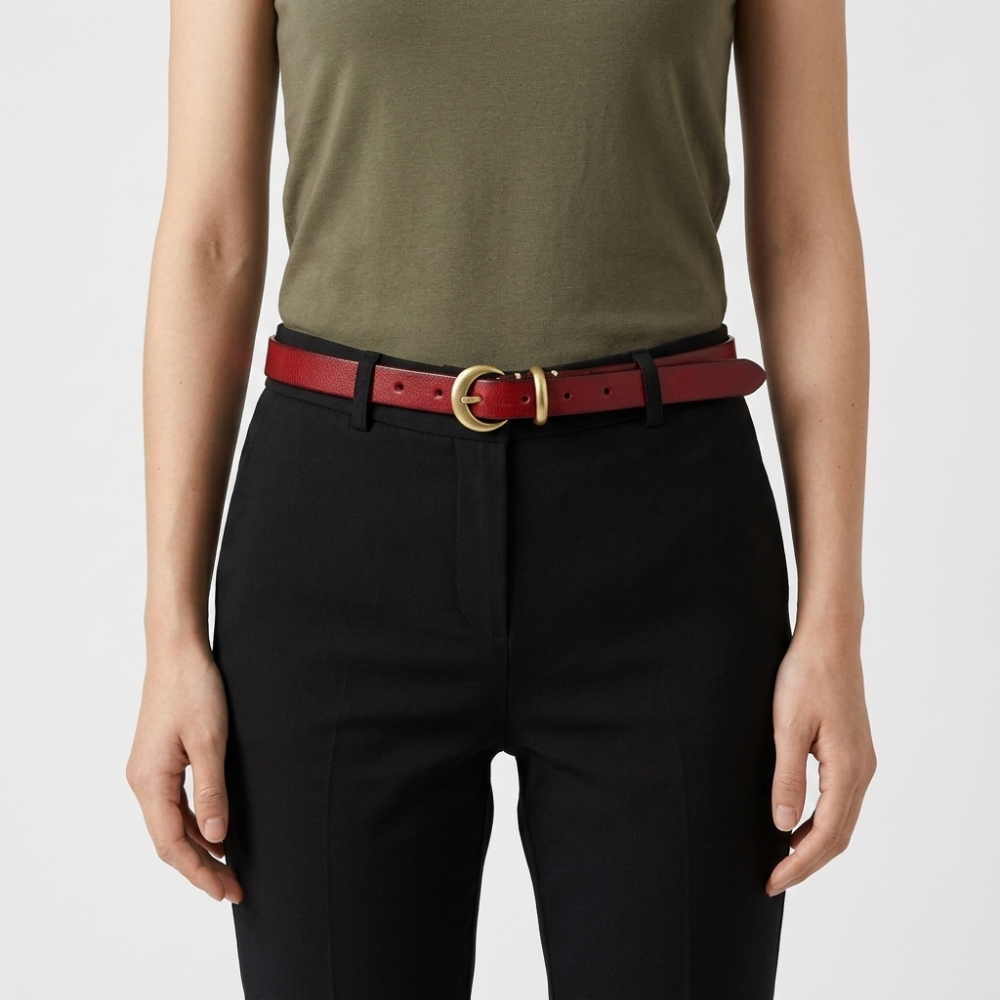 Larkspur – Retro Slim Leather Belt
