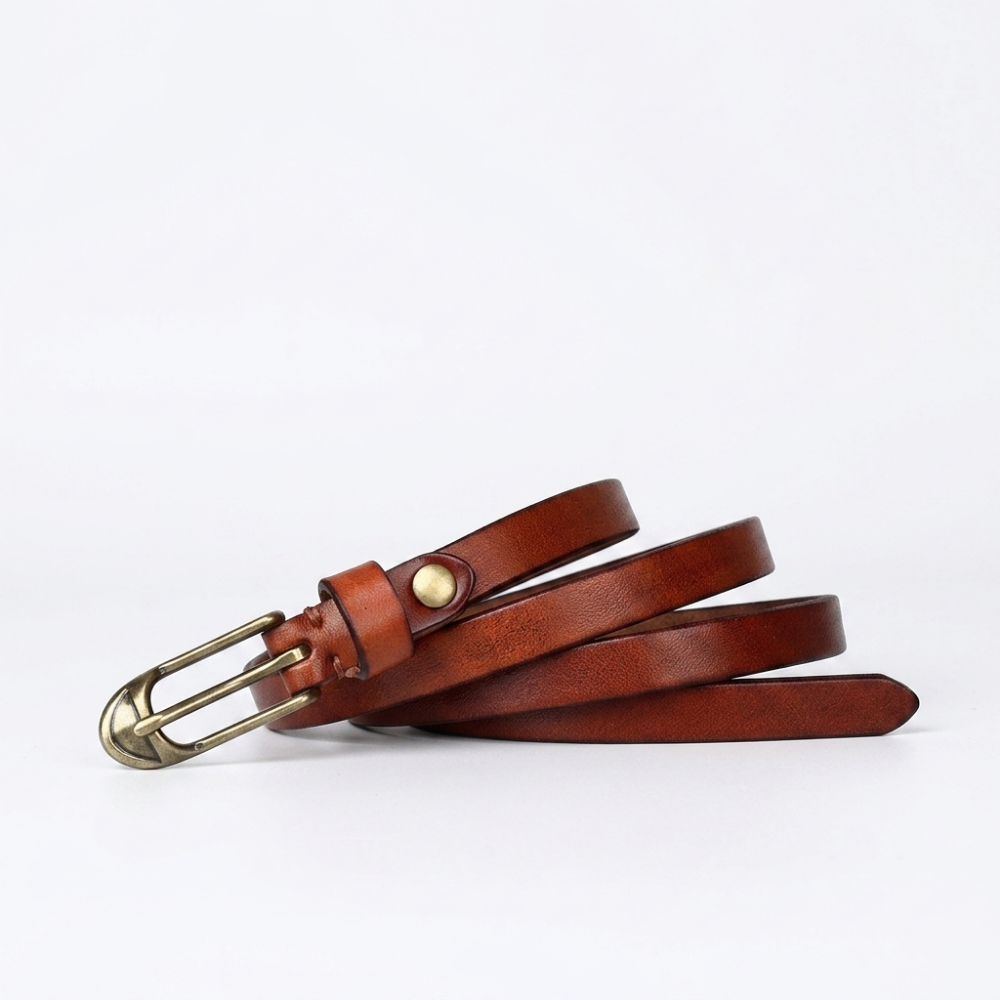 Wayland – Slim Pin Buckle Leather Belt — Coffee