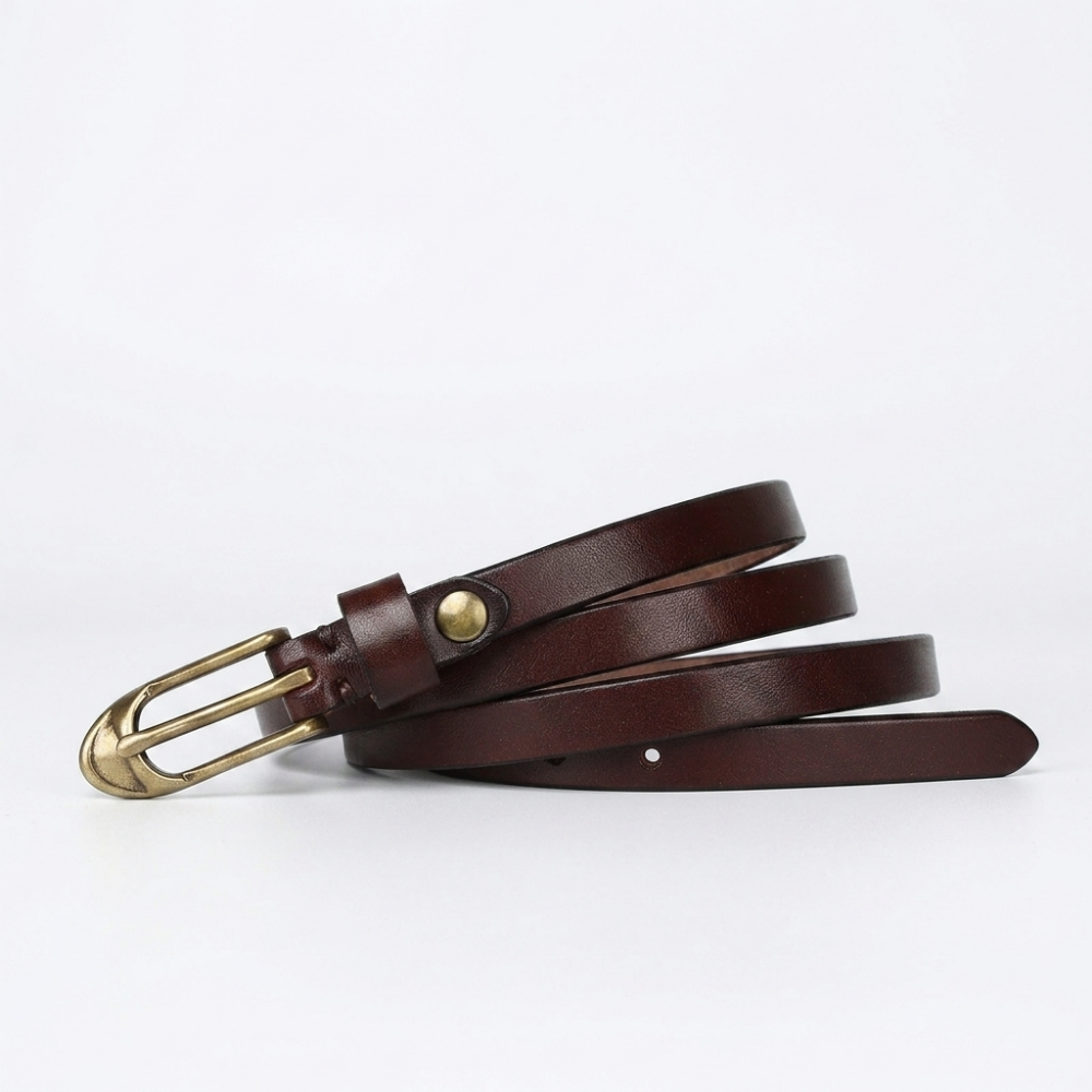 Wayland – Slim Pin Buckle Leather Belt — Khaki