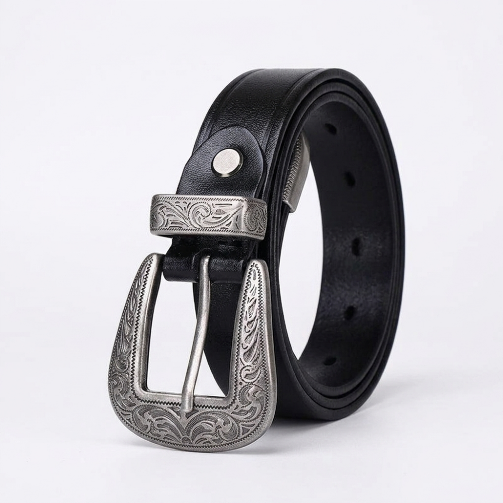 Westward – Engraved Buckle Leather Belt