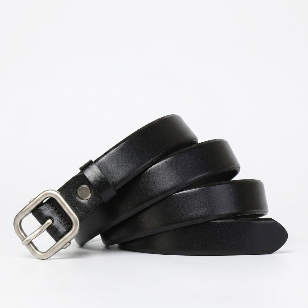 Sunderly – Pin Buckle Leather Belt — Black