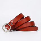 Sunderly – Pin Buckle Leather Belt — Reddish Brown