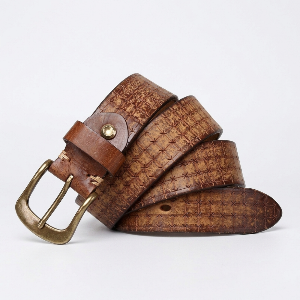 Malvern – Embossed Pin Buckle Leather Belt