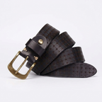 Malvern – Embossed Pin Buckle Leather Belt — Black