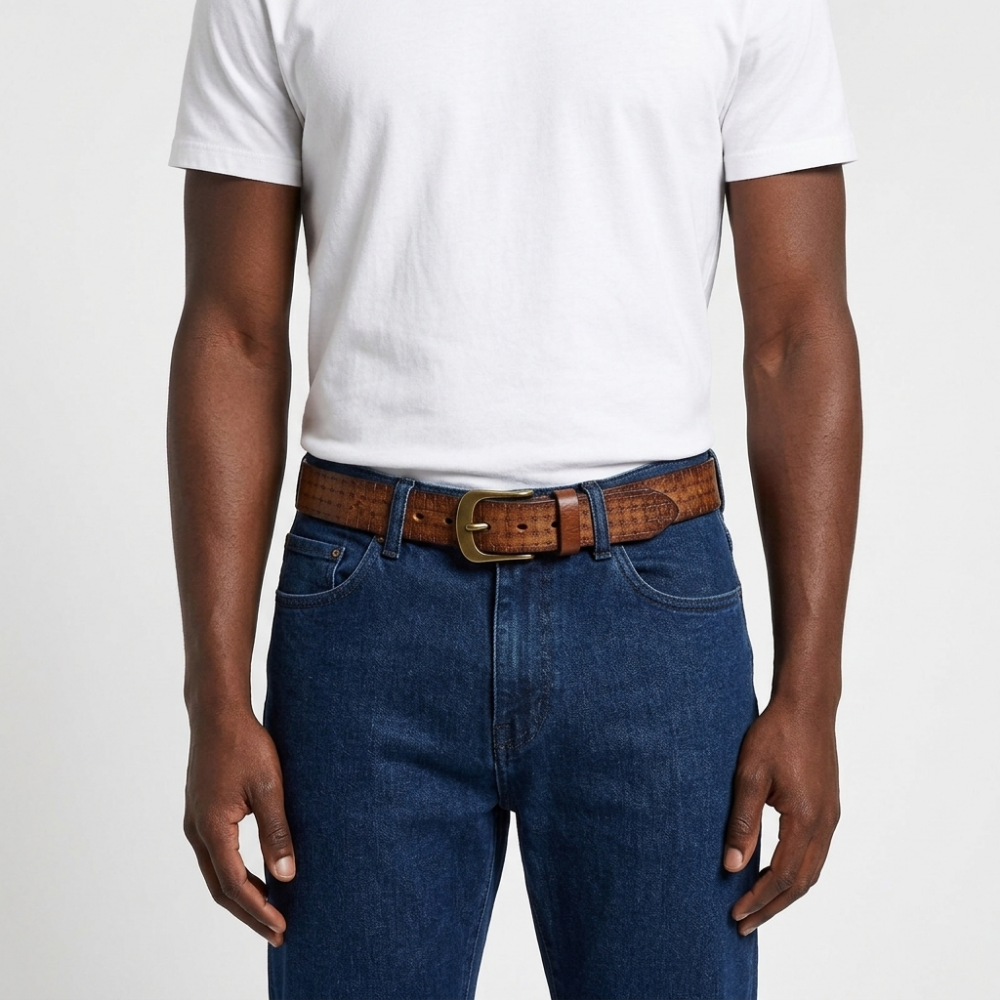 Malvern – Embossed Pin Buckle Leather Belt