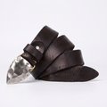 Anvil – Hammered Buckle Leather Belt — Black