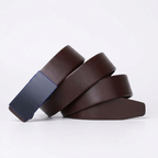Brecken – Plate Buckle Leather Belt — Dark Brown