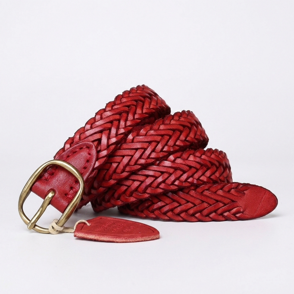 Fennel – Braided Leather Belt — Red