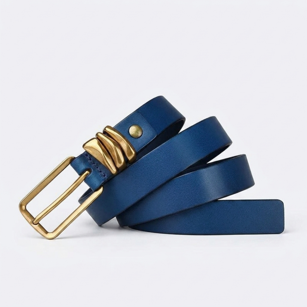Tallow – Antique Buckle Leather Belt — Blue