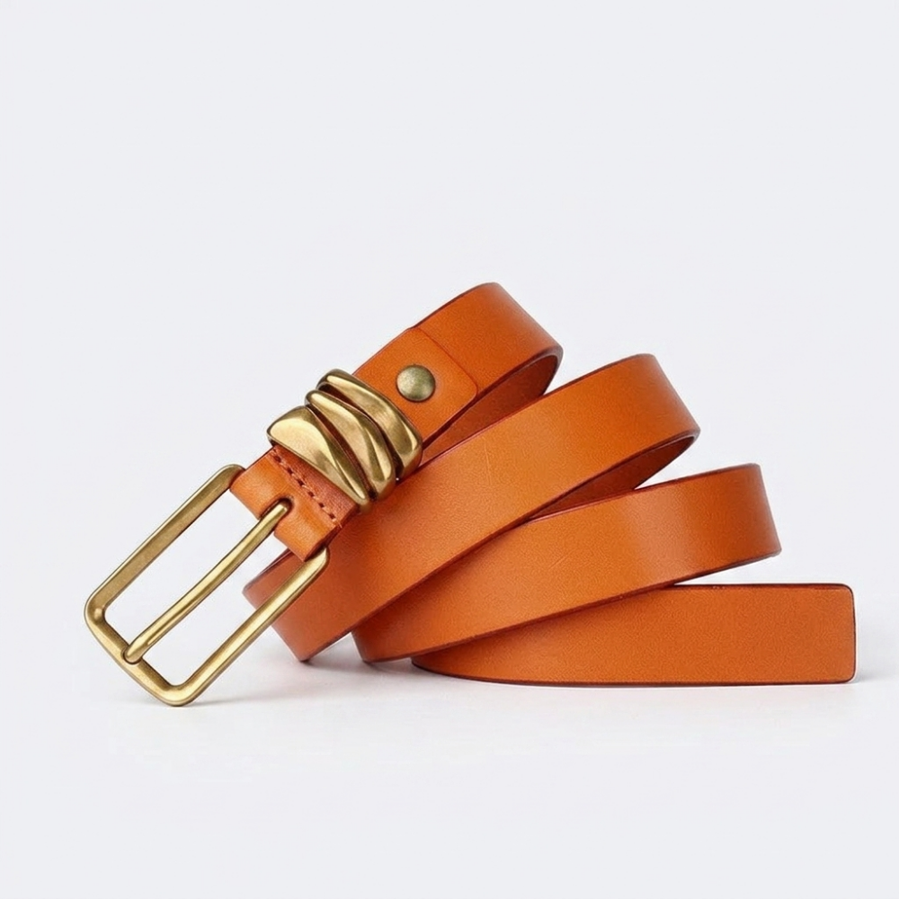 Tallow – Antique Buckle Leather Belt — Khaki