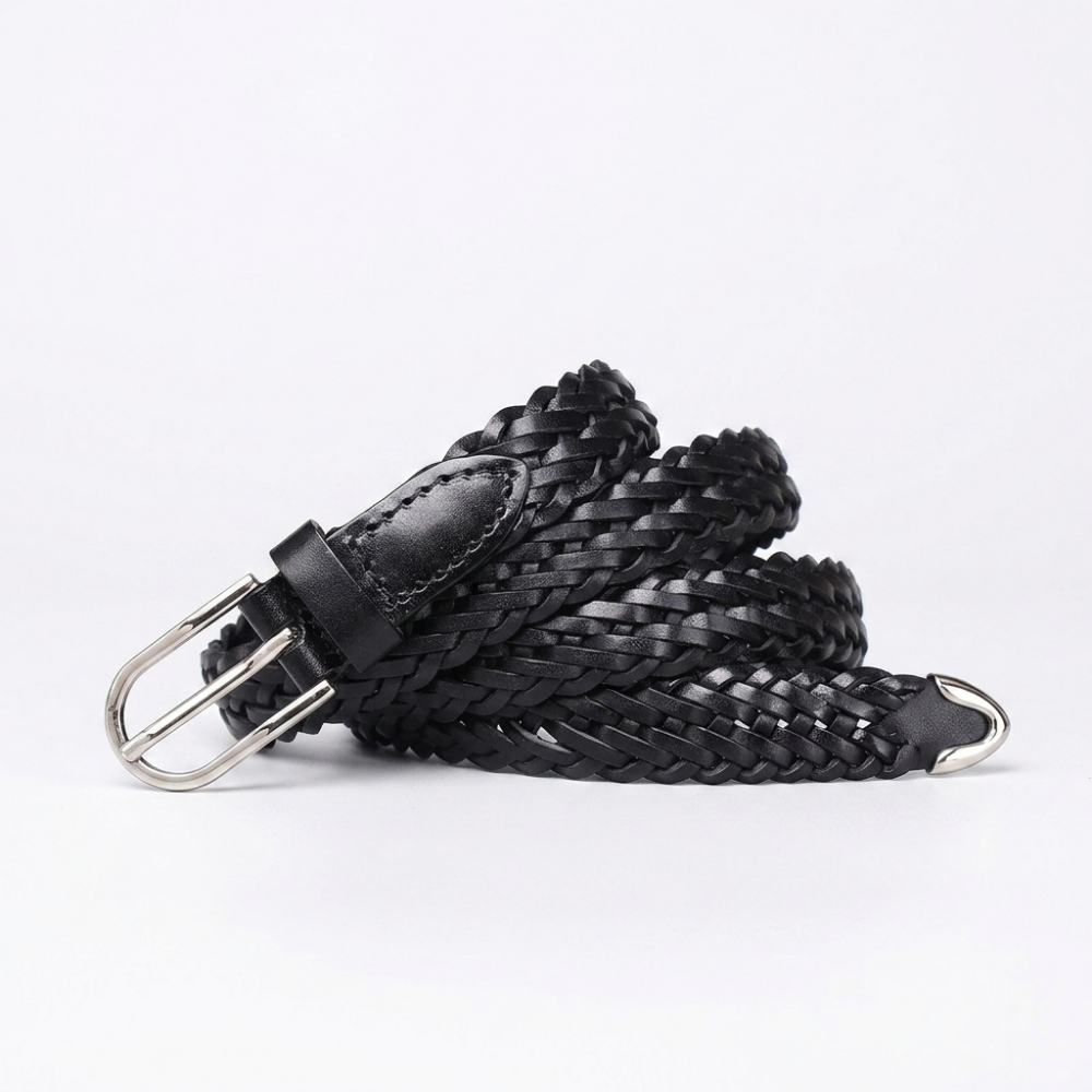 Lark – Braided Leather Belt — Black
