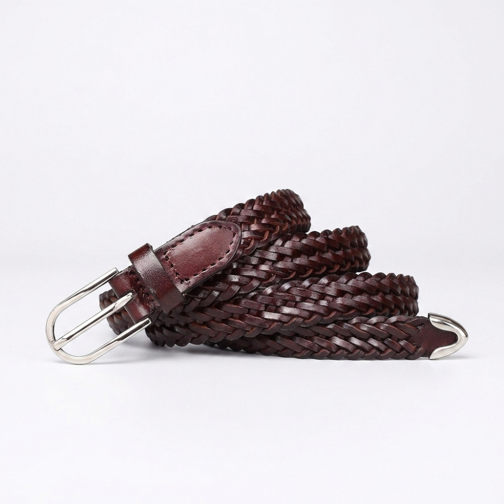 Lark – Braided Leather Belt — Brown