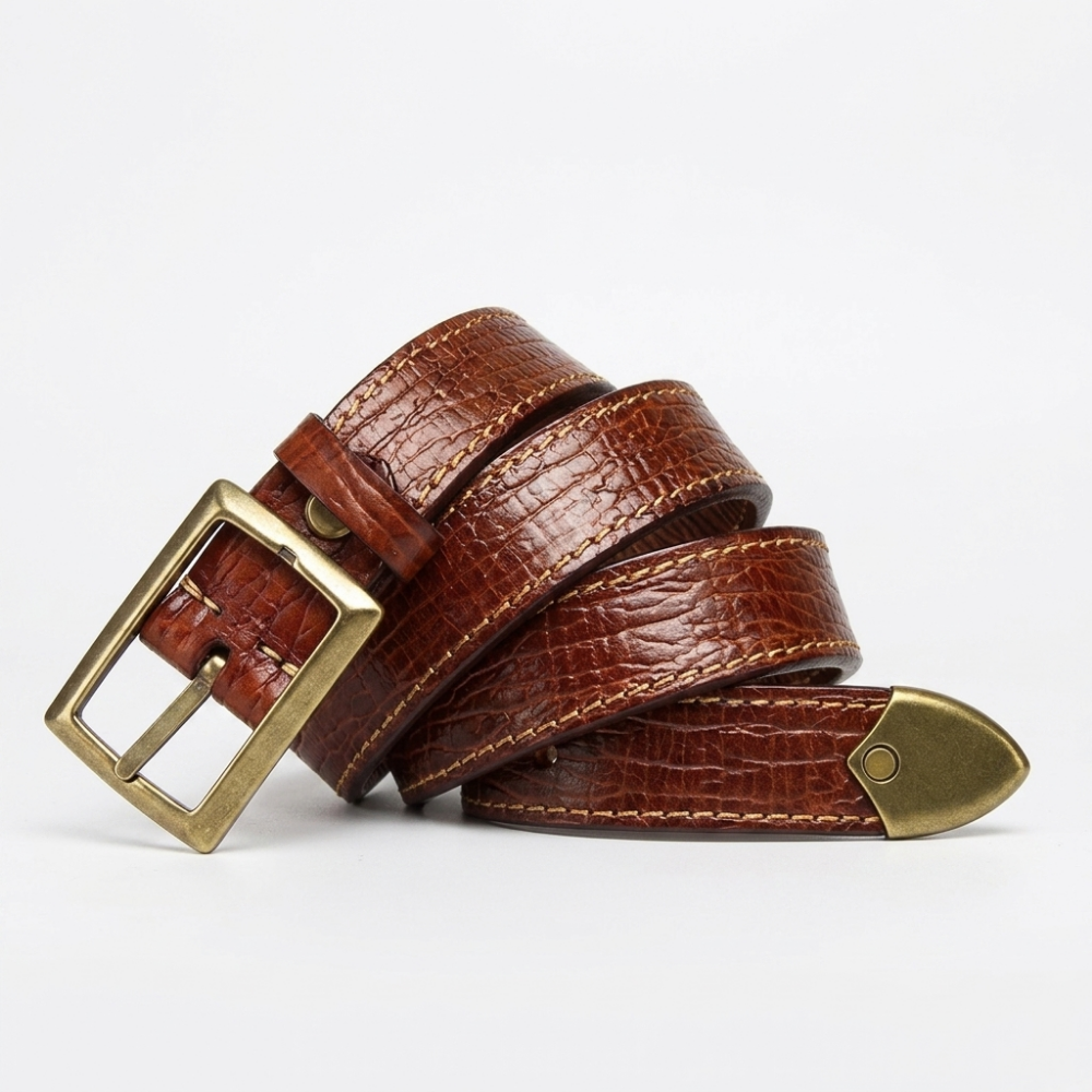 Rookwood – Stitched Grained Leather Belt — Brown