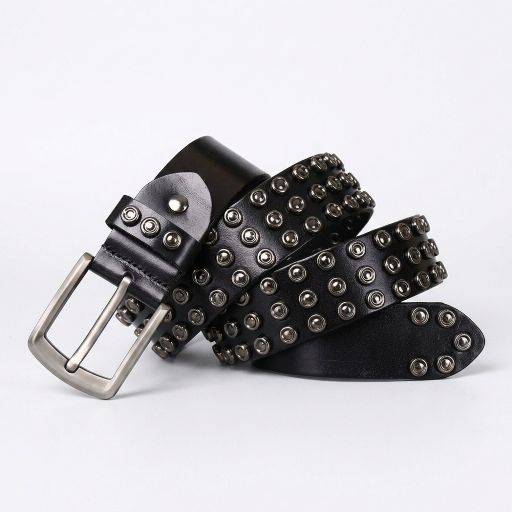 Oxley – Grommet Leather Belt — Black