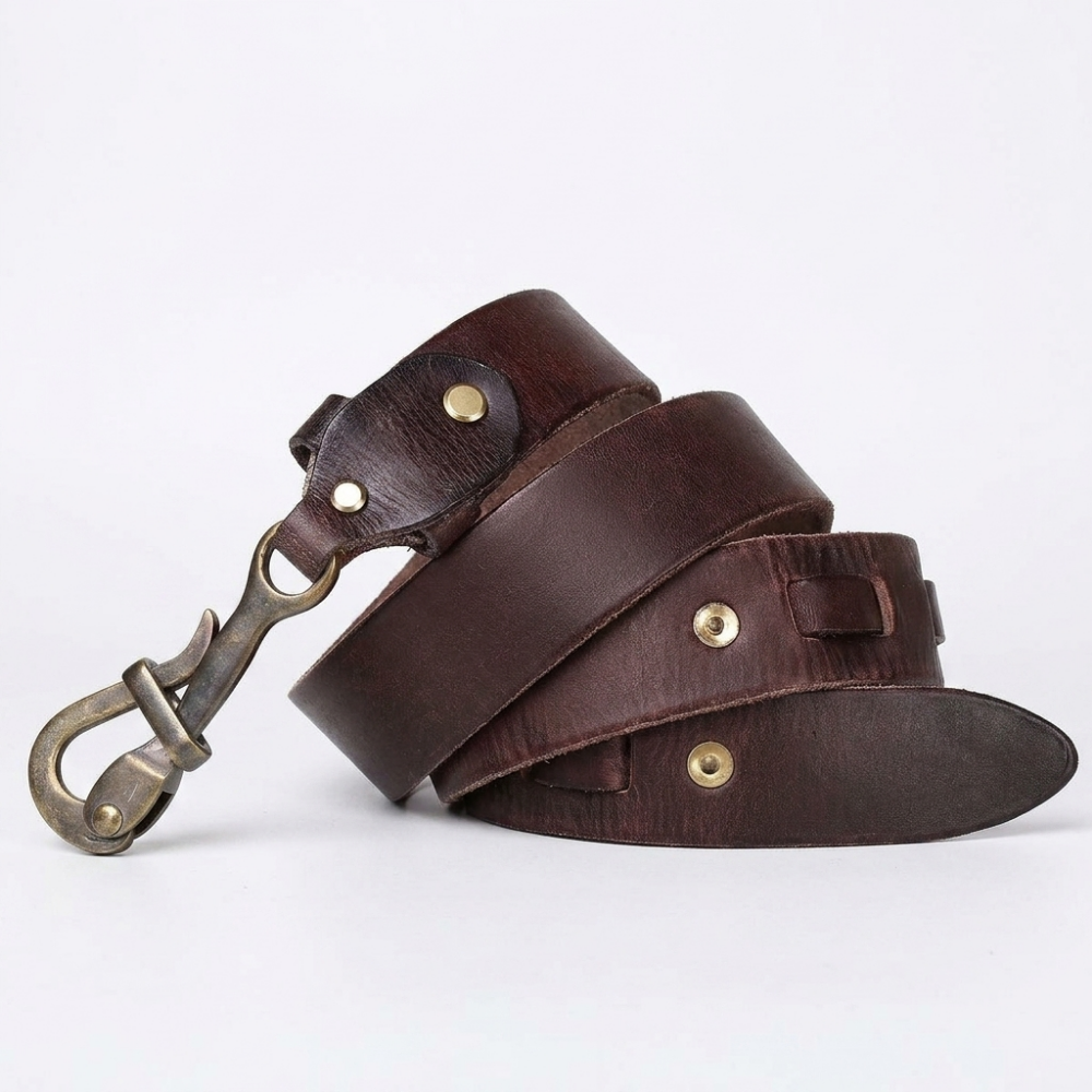Gavel – Antique Lock Buckle Leather Belt — Burgundy