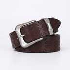 Kestrel – Embossed Pin Buckle Leather Belt — Dark Brown