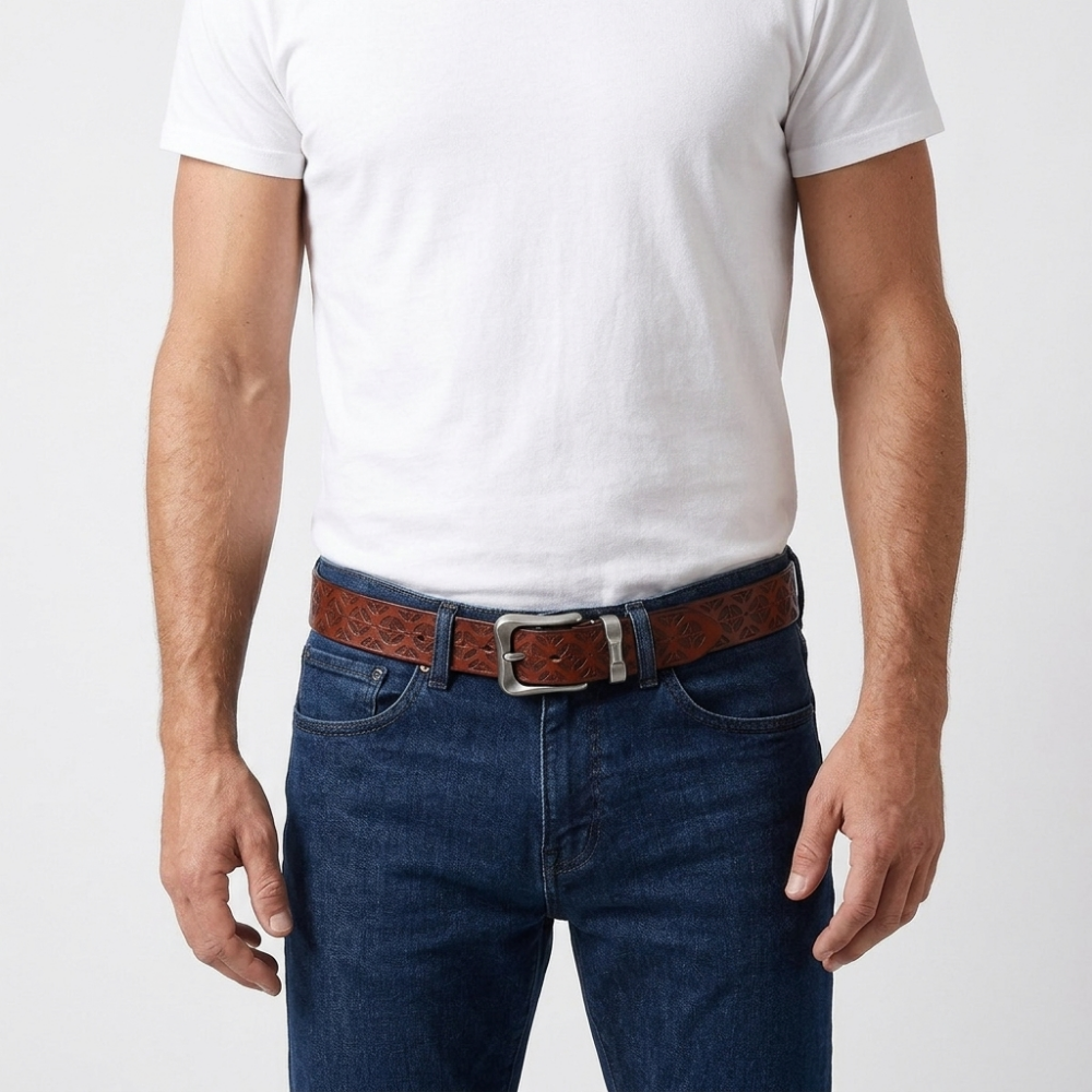 Kestrel – Embossed Pin Buckle Leather Belt