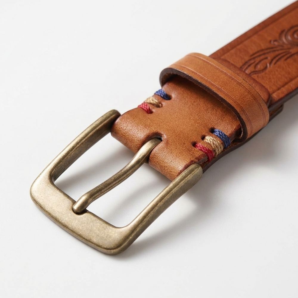 Bancroft – Engraved Copper Leather Belt