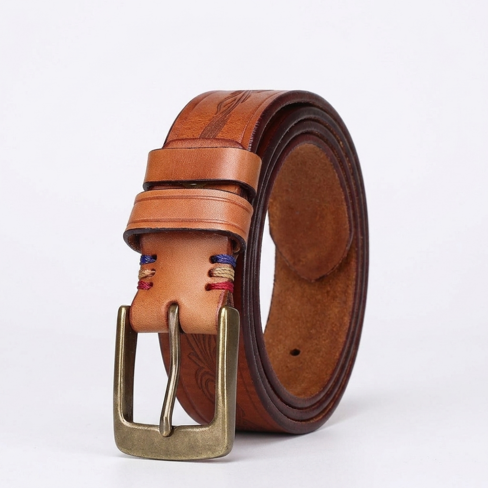 Bancroft – Engraved Copper Leather Belt