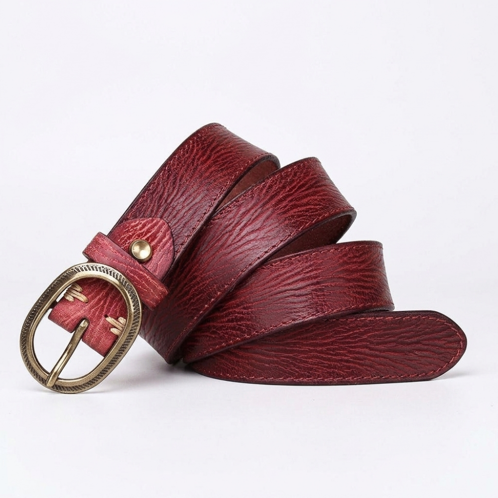 Wrenfield – Carved Buckle Leather Belt — Wine Red