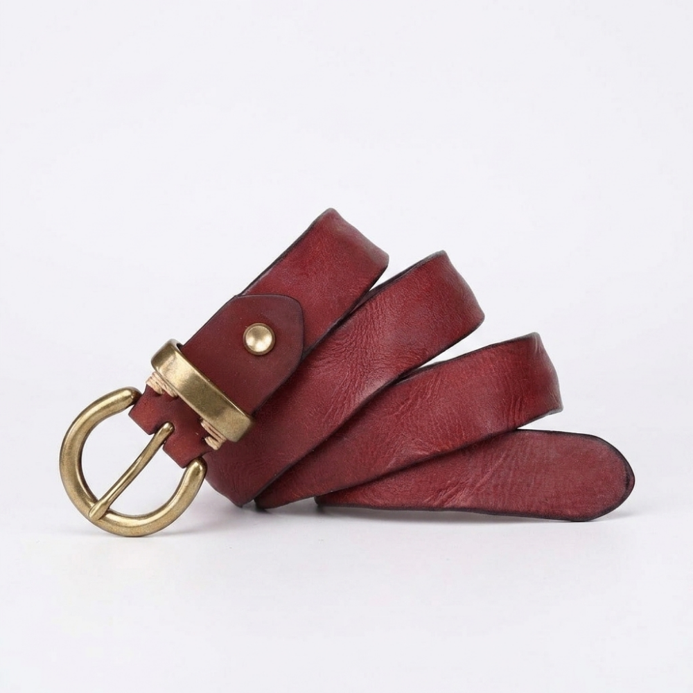 Eldridge – Antique Finish Leather Belt — Burgundy