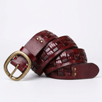 Fendall – Woven Pin Buckle Leather Belt — Burgundy