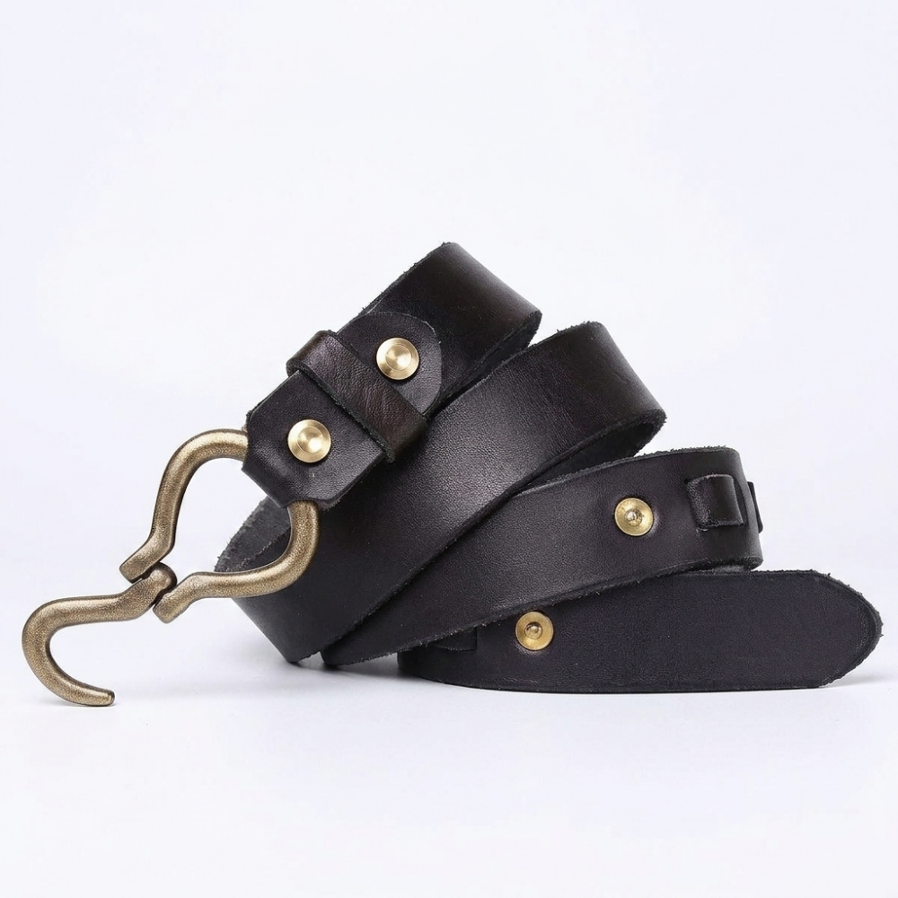 Caltrop – Hook Buckle Leather Belt — Brown