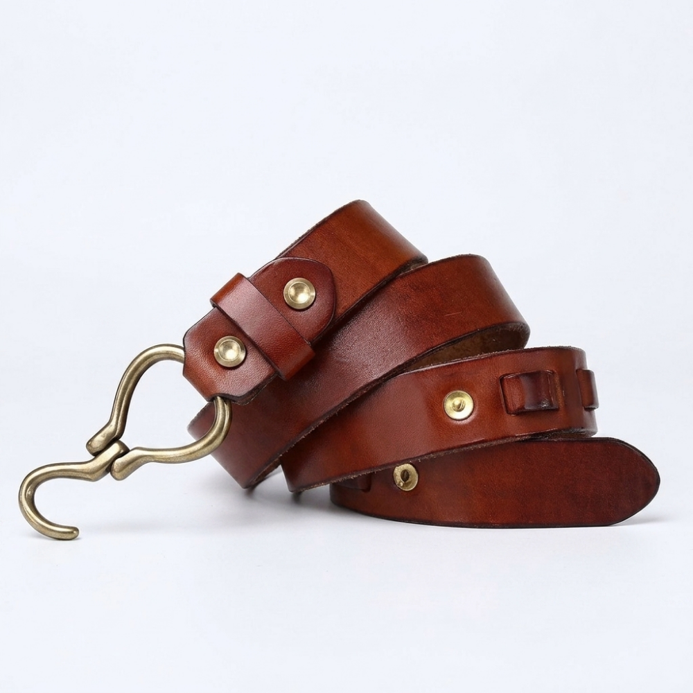Caltrop – Hook Buckle Leather Belt — Cognac