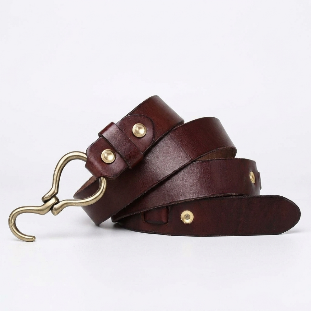 Caltrop – Hook Buckle Leather Belt — Dark Brown