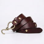 Caltrop – Hook Buckle Leather Belt — Dark Brown